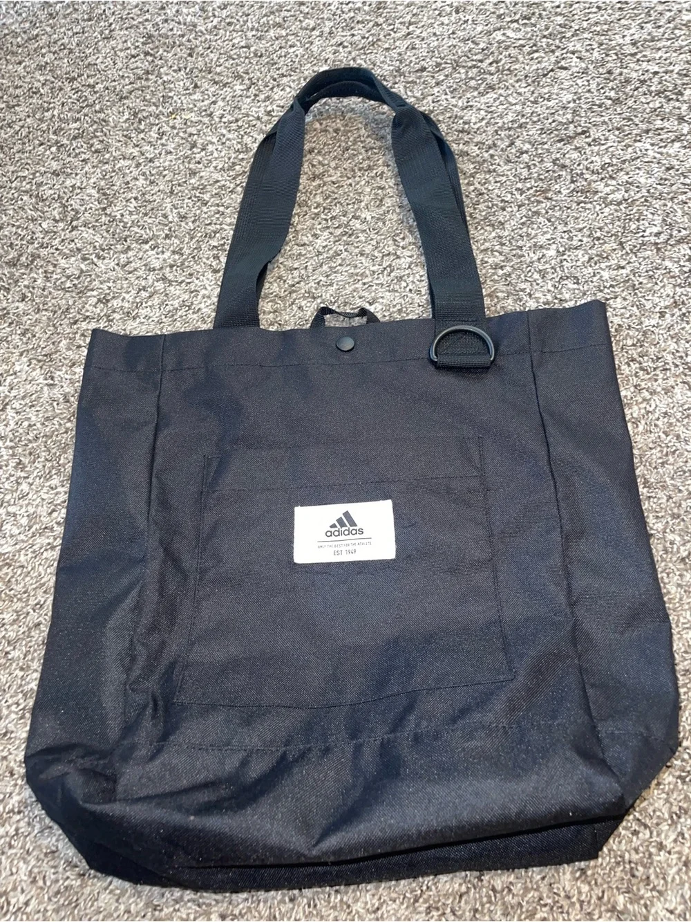 adidas Black Messenger Tote with Front Logo Patch